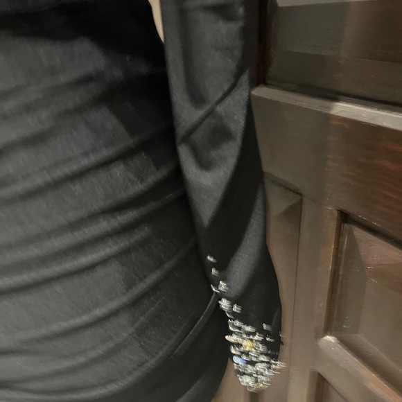 EVENINGS BY ALLURE COCKTAIL DRESS Black Ruching bodycon Evening Formal Bling 8 - Picture 7 of 7